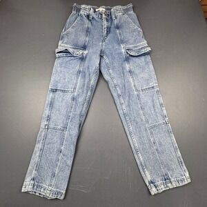 PacSun Cargo Jeans Women's Medium 26" High Rise Utility Pockets Light Wash Denim